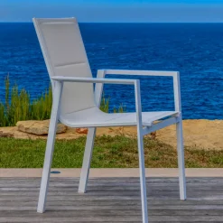 Hot Sedia con braccioli da giardino impilabile alluminio Portofino - Sedie Da Giardino