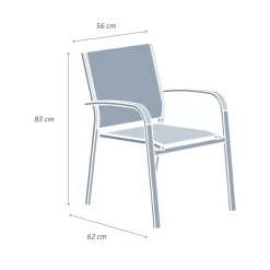 Sedia da giardino alluminio impilabile Murano Bianco e tortora Sedie Da Giardino