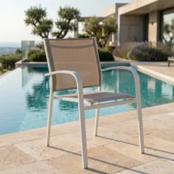 Sedia da giardino alluminio impilabile Murano Bianco e tortora Sedie Da Giardino