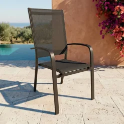 Sale Sedia da giardino con schienale alto in alluminio impilabile Murano Grigio Sedie Da Giardino