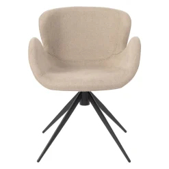 Sedia da pranzo girevole con braccioli in tessuto testurizzato (Altezza seduta 46cm) Pema Grigio chiaro
