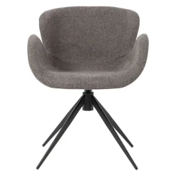 Sedia da pranzo girevole con braccioli in tessuto testurizzato (seduta 46cm) Pema Grigio scuro