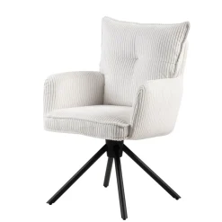 Sedia da pranzo girevole in velluto a coste (seduta 48 cm) Nuva Bianca