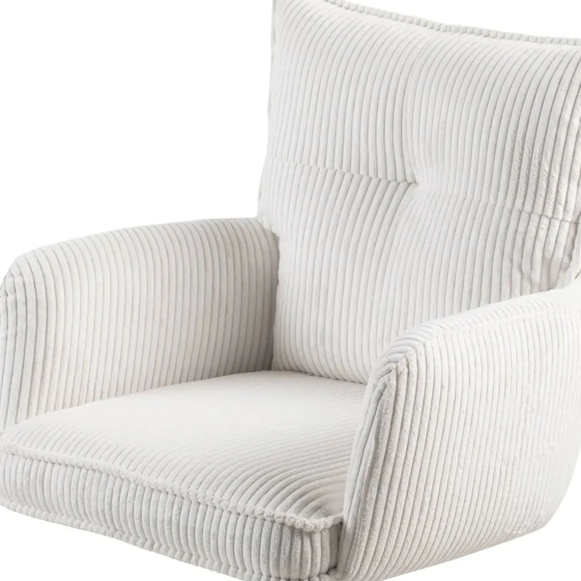 Sedia da ufficio con ruote in velluto a coste regolabile in altezza (seduta da 46 a 54 cm) Nuva Bianco