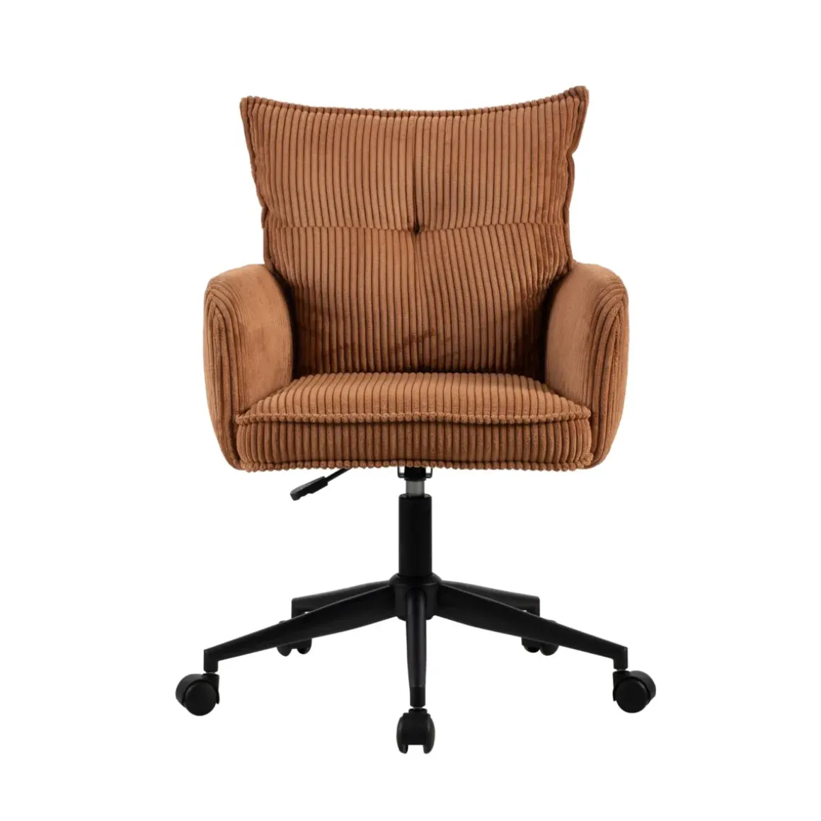 Sedia da ufficio con ruote in velluto a coste regolabile in altezza (seduta da 46 a 54 cm) Nuva Caramello