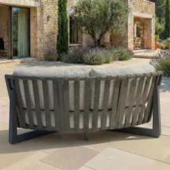 New Set angolare da giardino in alluminio 6 posti Long Beach Grigio antracite e tortora Salotto Da Giardino