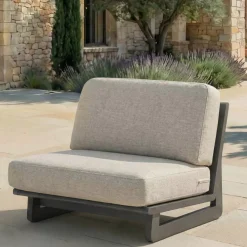 New Set angolare da giardino in alluminio 6 posti Long Beach Grigio antracite e tortora Salotto Da Giardino