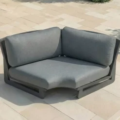 Outlet Set angolare da giardino in alluminio 7 pezzi Long Beach Grigio Salotto Da Giardino