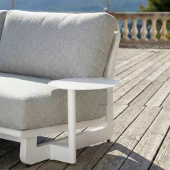 Best Set angolare da giardino in alluminio 5 pezzi Long Beach Bianco cenere e grigio chiaro Salotto Da Giardino