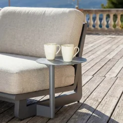Discount Set angolare da giardino in alluminio 5 pezzi Long Beach Grigio antracite e tortora Salotto Da Giardino