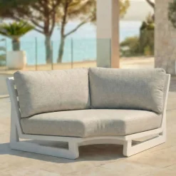 Online Set angolare da giardino in alluminio Long Beach Bianco cenere e beige Salotto Da Giardino