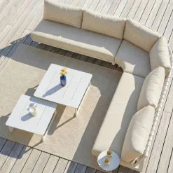 Online Set angolare da giardino in alluminio Long Beach Bianco cenere e beige Salotto Da Giardino