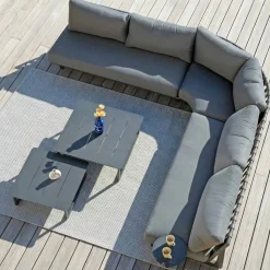 Clearance Set angolare da giardino in alluminio Long Beach Grigio Salotto Da Giardino