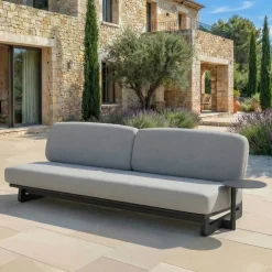 Outlet Set angolare da giardino in alluminio Long Beach Grigio antracite e grigio chiaro Salotto Da Giardino