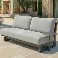 Outlet Set angolare da giardino in alluminio Long Beach Grigio antracite e grigio chiaro Salotto Da Giardino