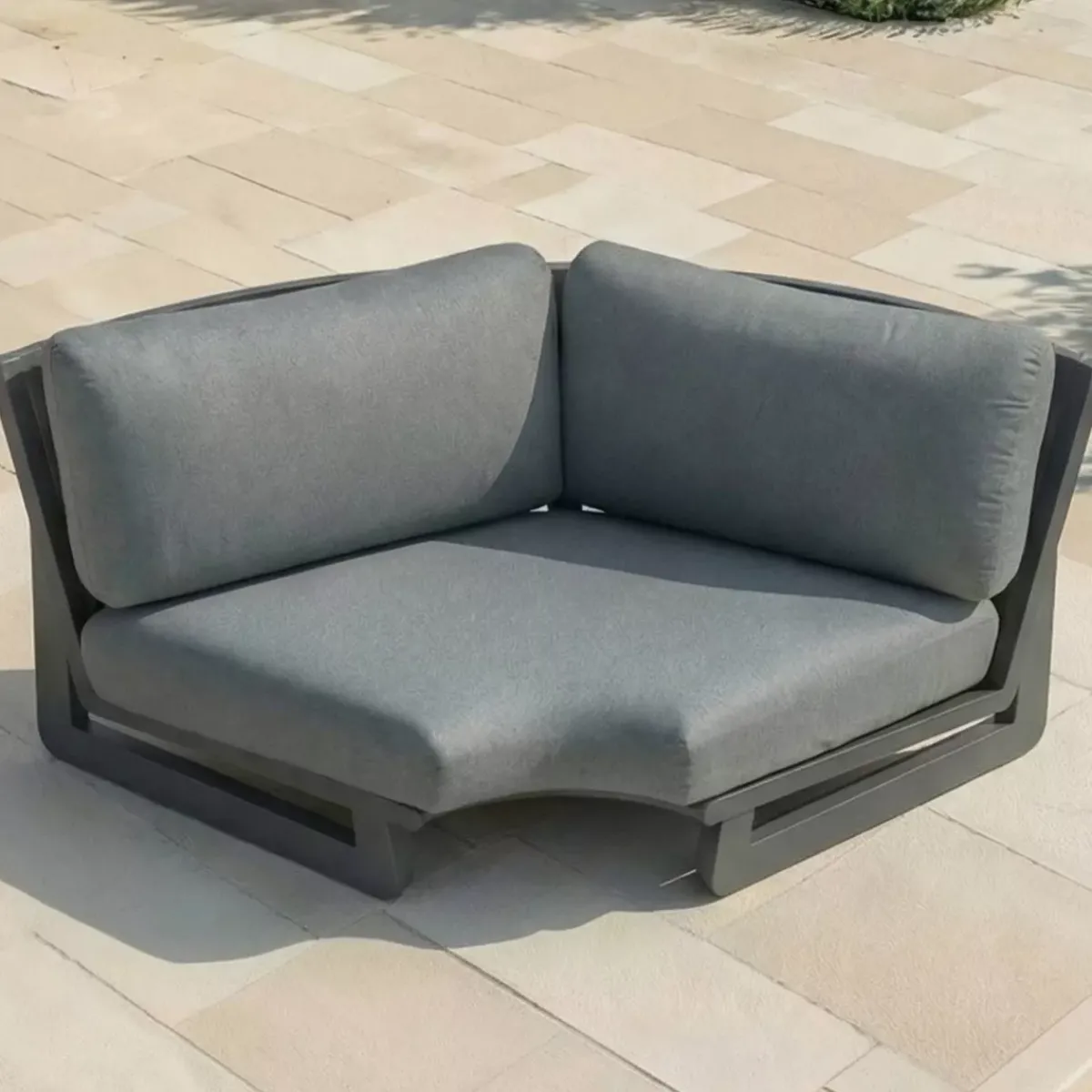 New Set angolare da giardino in alluminio 6 posti 6 pz Long Beach Grigio Salotto Da Giardino