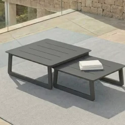 New Set angolare da giardino in alluminio 6 posti 6 pz Long Beach Grigio Salotto Da Giardino