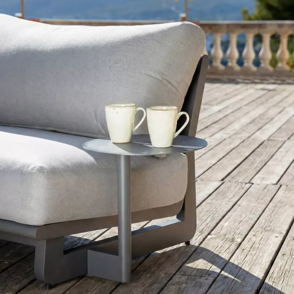 New Set angolare da giardino in alluminio 6 posti 6 pezzi Long Beach Antracite e grigio chiaro Salotto Da Giardino