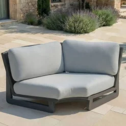 New Set angolare da giardino in alluminio 6 posti 6 pezzi Long Beach Antracite e grigio chiaro Salotto Da Giardino