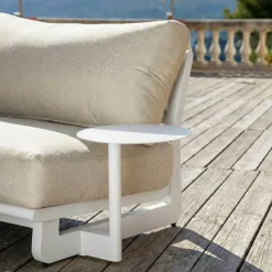 Sale Set angolare in alluminio per giardino 5 pezzi Long Beach Bianco cenere e tortora Salotto Da Giardino