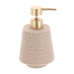 Set bicchiere distributore e porta sapone in poliresina effetto sabbia Lina Beige