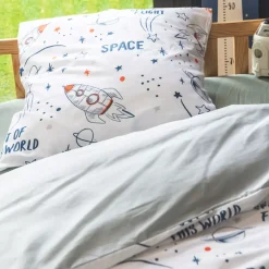 Best Set copripiumino e due federe bambino in cotone Galassia Bianca Biancheria Da Letto Bambini
