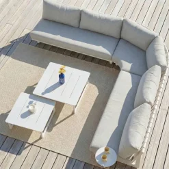 Hot Set da giardino angolare in alluminio Long Beach Bianco cenere e grigio chiaro Salotto Da Giardino