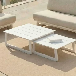 Hot Set da giardino angolare in alluminio Long Beach Bianco cenere e grigio chiaro Salotto Da Giardino