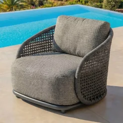 Outlet Set da giardino effetto rattan e alluminio 4 posti 5 pezzi Riviera Grigio Salotto Da Giardino