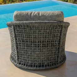 Outlet Set da giardino effetto rattan e alluminio 4 posti 5 pezzi Riviera Grigio Salotto Da Giardino