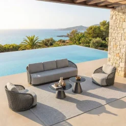 Clearance Set da giardino effetto rattan e alluminio 5 posti 5 pezzi Riviera Grigio Salotto Da Giardino