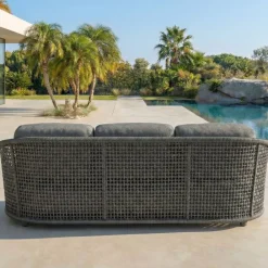 Hot Set da giardino effetto rattan e alluminio 7 posti 6 pezzi Riviera Grigio Salotto Da Giardino
