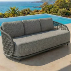 Hot Set da giardino effetto rattan e alluminio 7 posti 6 pezzi Riviera Grigio Salotto Da Giardino