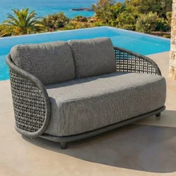 Hot Set da giardino effetto rattan e alluminio 7 posti 6 pezzi Riviera Grigio Salotto Da Giardino