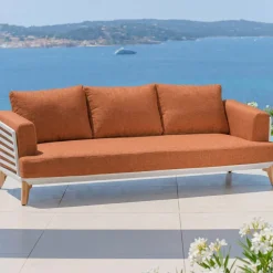 Best Set da giardino in alluminio 5 posti 4 pezzi Monte Carlo Bianco e terracotta Salotto Da Giardino