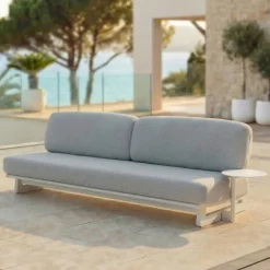 Set da giardino in alluminio 6 pezzi Long Beach Bianco cenere e grigio chiaro Salotto Da Giardino