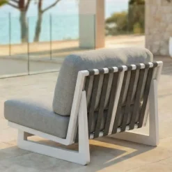 Hot Set da giardino in alluminio 6 pezzi Long Beach Bianco cenere e tortora Salotto Da Giardino