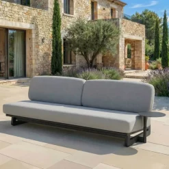 New Set da giardino in alluminio 5 posti 5 pezzi Long Beach Grigio antracite e grigio chiaro Salotto Da Giardino