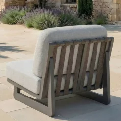 New Set da giardino in alluminio 5 posti 5 pezzi Long Beach Grigio antracite e grigio chiaro Salotto Da Giardino
