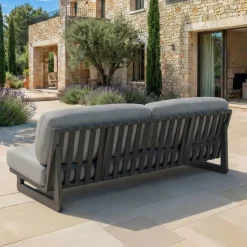New Set da giardino in alluminio 5 posti 5 pezzi Long Beach Grigio antracite e grigio chiaro Salotto Da Giardino