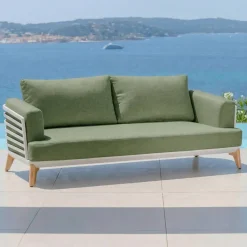 Best Set da giardino in alluminio 5 posti 4 pezzi Monte Carlo Bianco e verde rosmarino Salotto Da Giardino