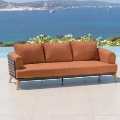 Sale Set da giardino in alluminio 5 posti 4 pezzi Monte Carlo Grigio antracite e terracotta Salotto Da Giardino