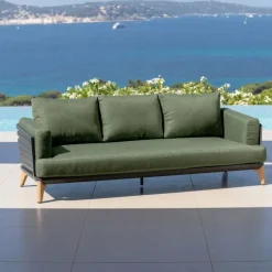 Sale Set da giardino in alluminio 5 posti 4 pezzi Monte Carlo Grigio antracite e verde rosmarino Salotto Da Giardino