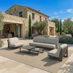 Hot Set da giardino in alluminio 5 posti 5 pezzi Long Beach Grigio antracite e tortora Salotto Da Giardino