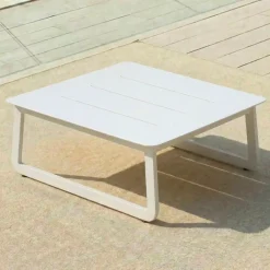 Hot Set da giardino in alluminio 4 posti 4 pezzi Long Beach Bianco cenere e beige Salotto Da Giardino