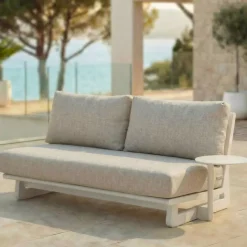 Hot Set da giardino in alluminio 4 posti 4 pezzi Long Beach Bianco cenere e beige Salotto Da Giardino