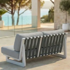 Best Set da giardino in alluminio 4 posti 4 pezzi Long Beach Bianco cenere e grigio chiaro Salotto Da Giardino