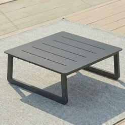 Sale Set da giardino in alluminio 4 posti 4 pezzi Long Beach Grigio antracite e grigio chiaro Salotto Da Giardino