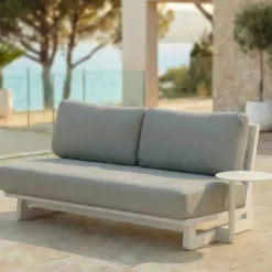Hot Set da giardino in alluminio 7 posti 6 pezzi Long Beach Bianco cenere e beige Salotto Da Giardino