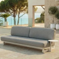 Hot Set da giardino in alluminio 7 posti 6 pezzi Long Beach Bianco cenere e beige Salotto Da Giardino